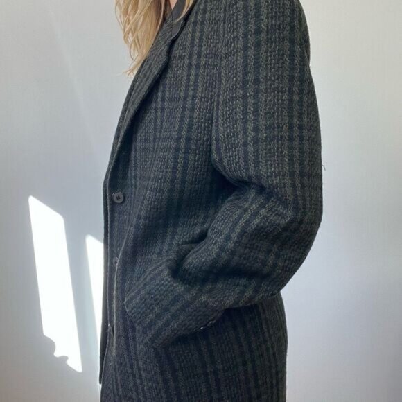 Vintage Trek Plaid Preppy Academia Blazer Jacket Shacket Oversized L XL Leather - Picture 3 of 15